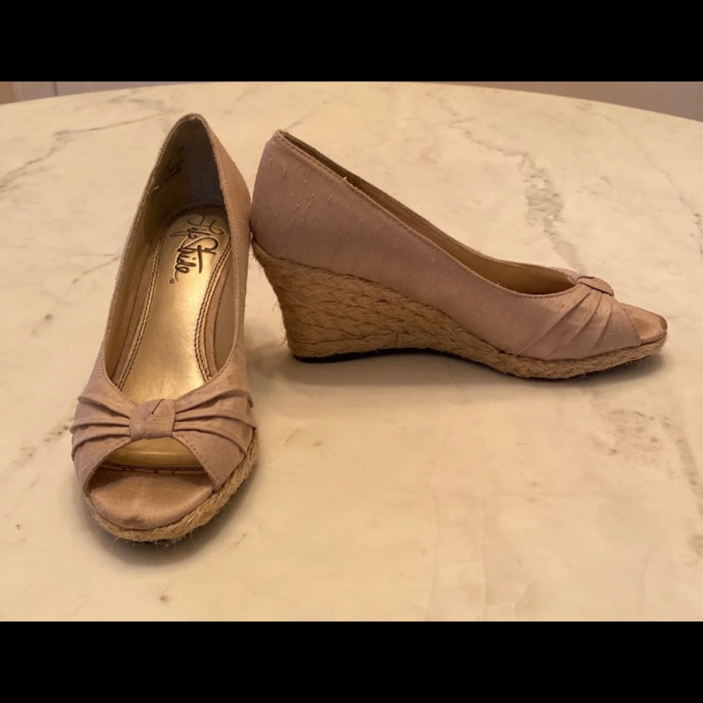 Champagne Rope wedge heel